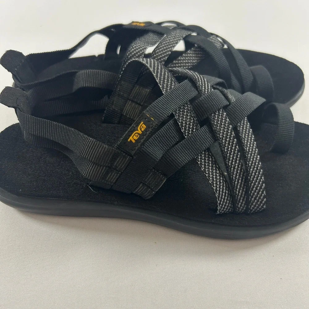 Teva Voya Infinity Space Dye Sandals Womens 8 Black Strappy Slingback Hiking